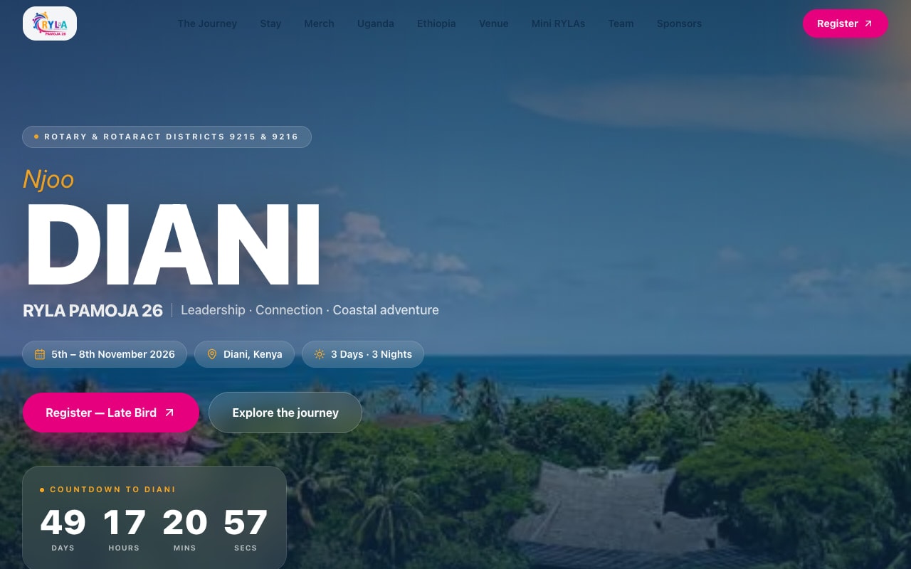 Screenshot of the RYLA Kenya website